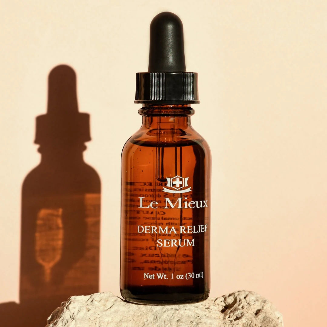 Le Mieux Derma Relief Serum on rock