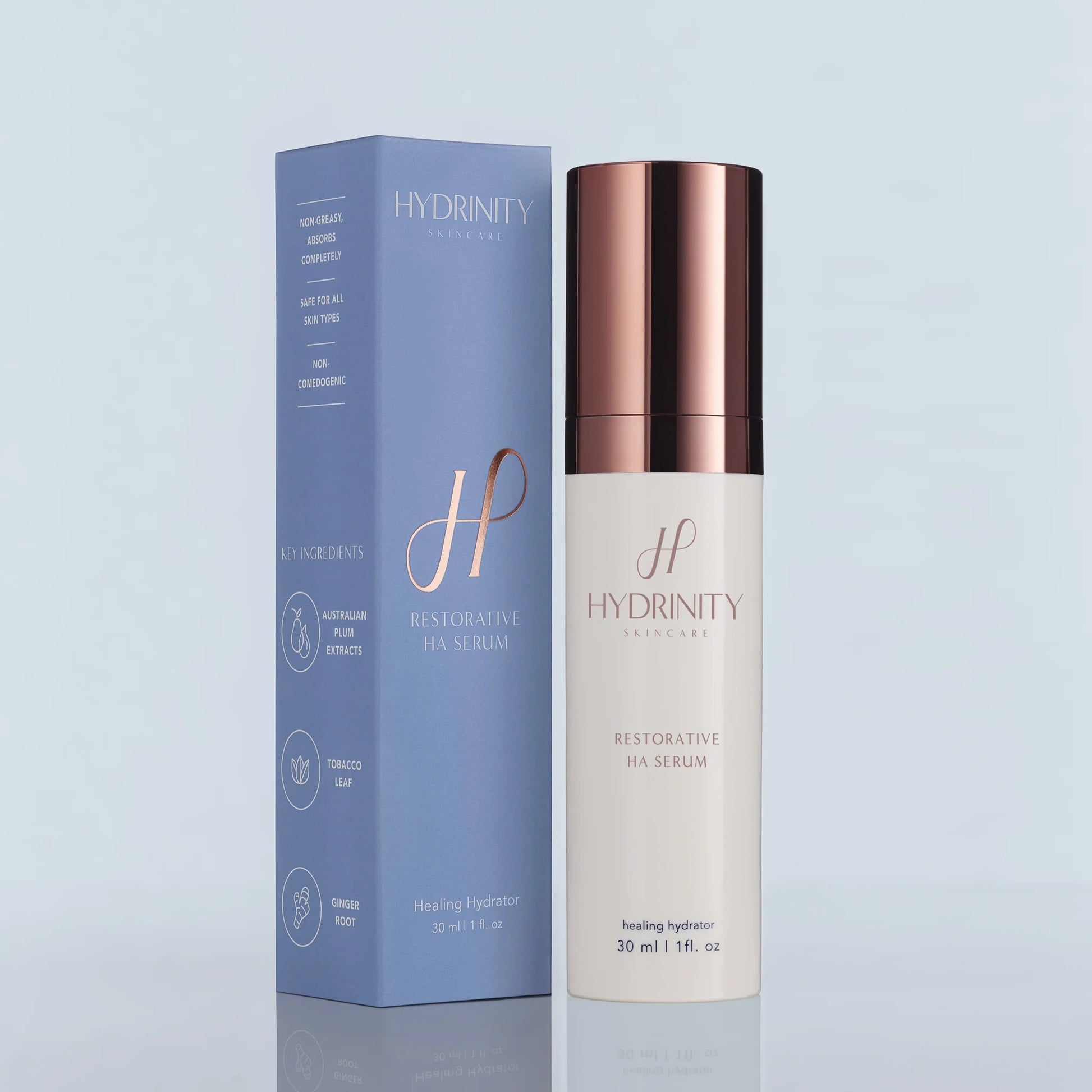 Hydrinity Restorative HA Serum bottle + box