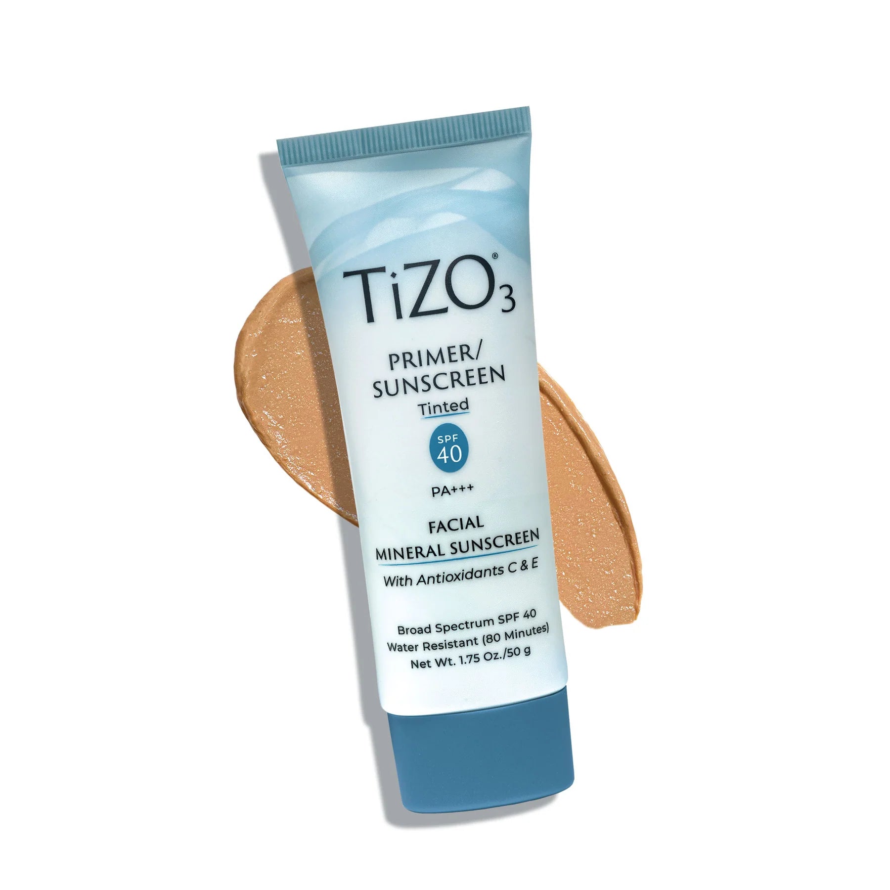 TIZO 3 Facial Primer Tinted SPF 40 tube + texture