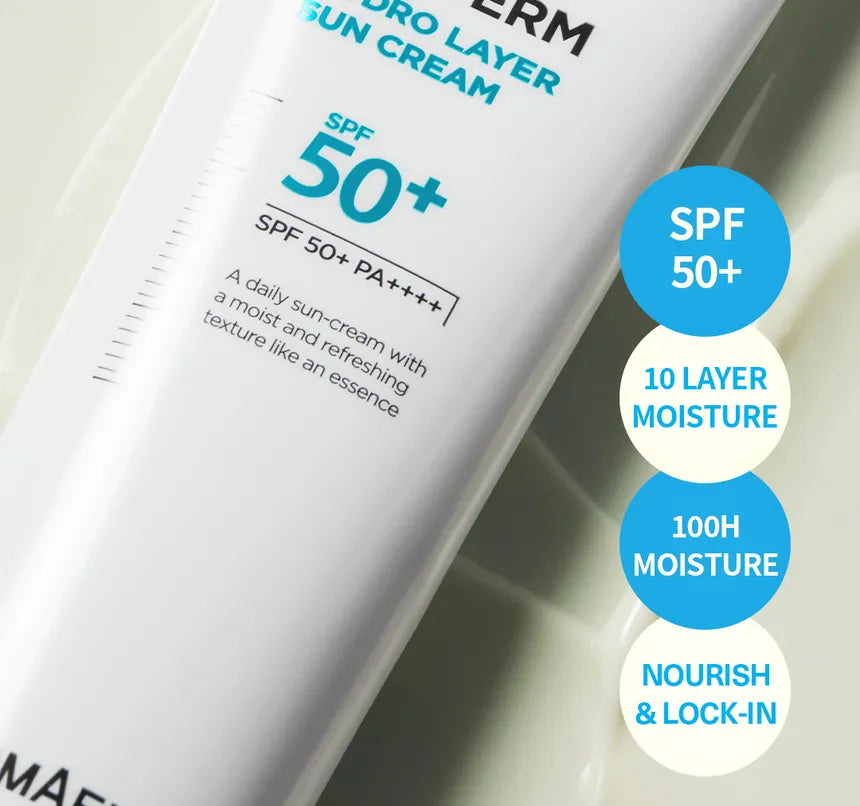 DermAfirm hydro sunscreen 50 SPF close up with highlights