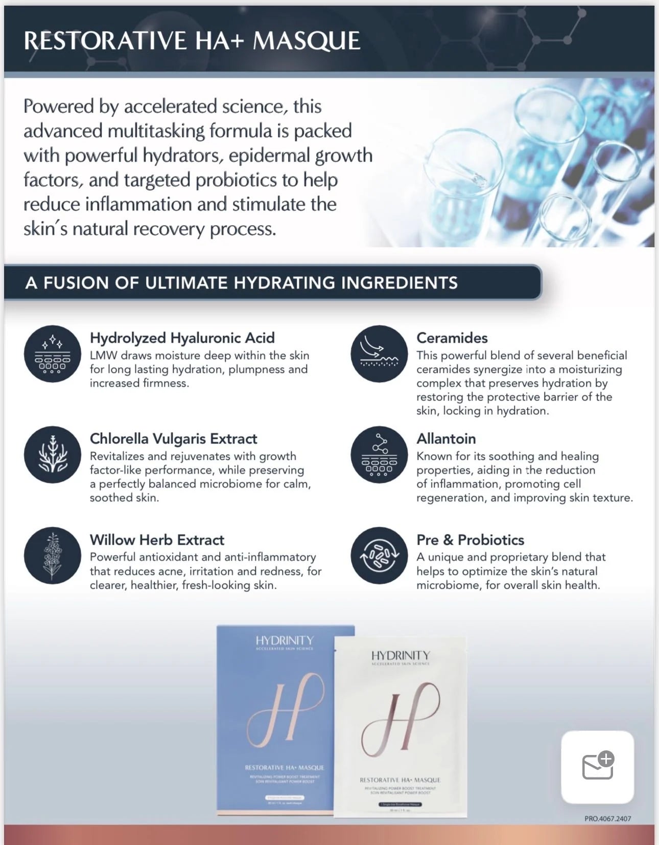 Hydrinity Restorative HA + Biocellulose Masque Ingredients & Benefits