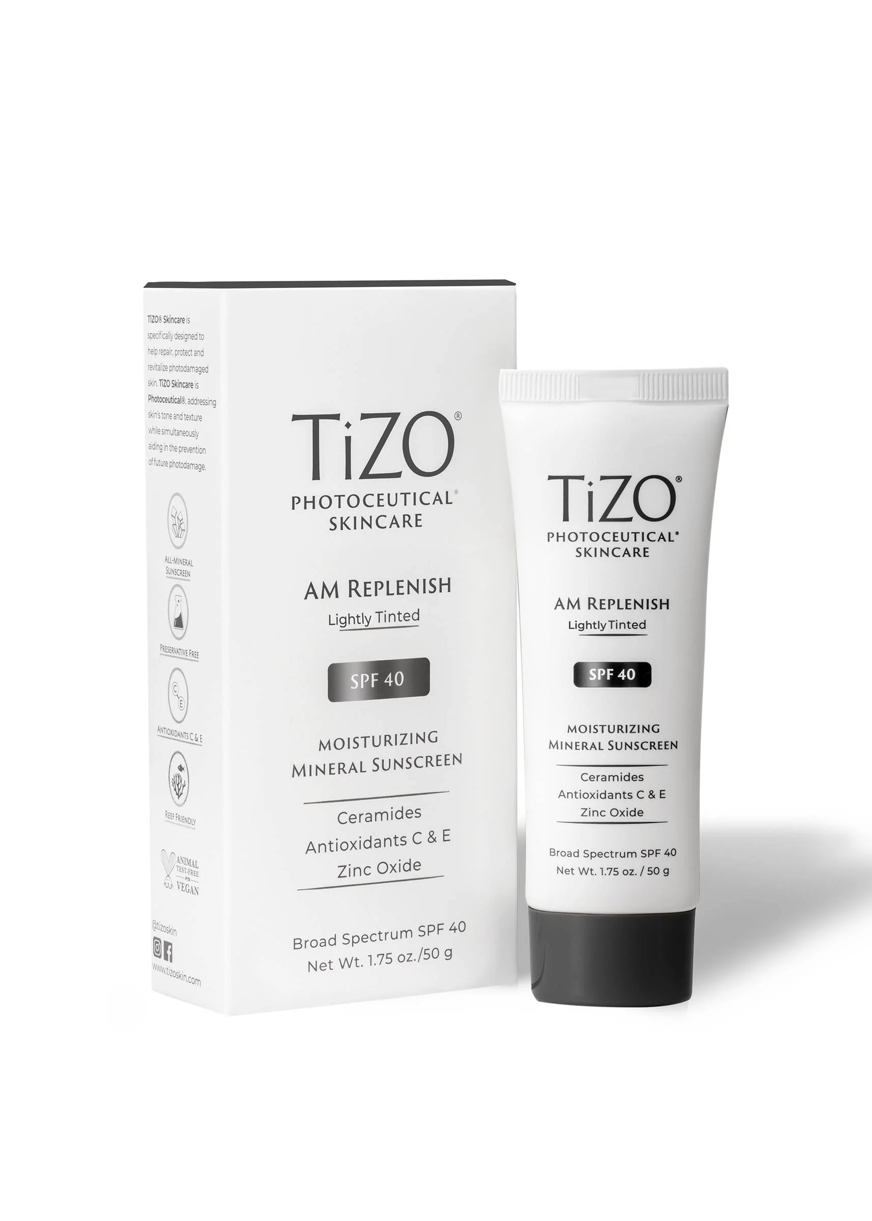 TIZO AM Replenish Tinted SPF 40 tube  + box